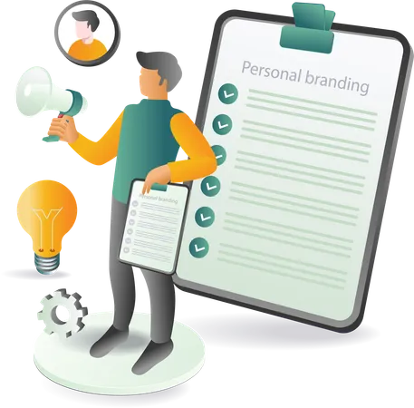 Launching personal branding in digital space  Illustration