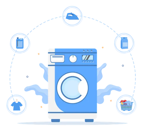 Laundry service steps  Illustration