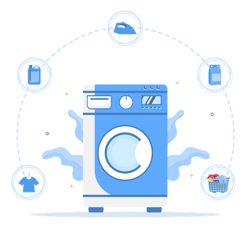 Laundry service steps  일러스트레이션