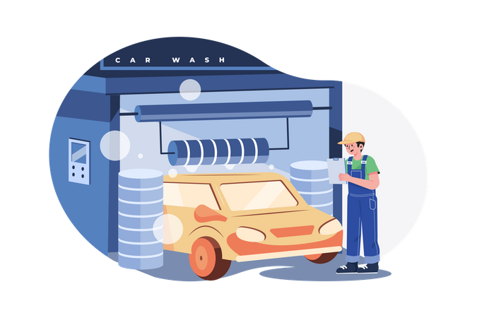 Lavado automático de autos  Ilustración