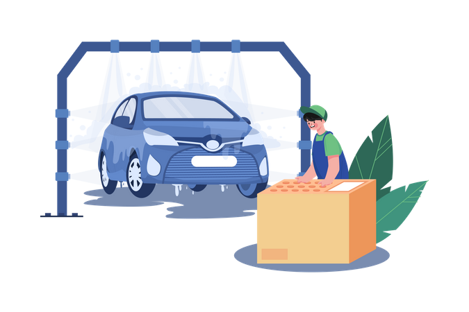 Lavado automático de autos  Ilustración
