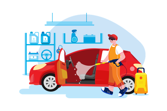 Lavado de interiores de auto  Ilustración