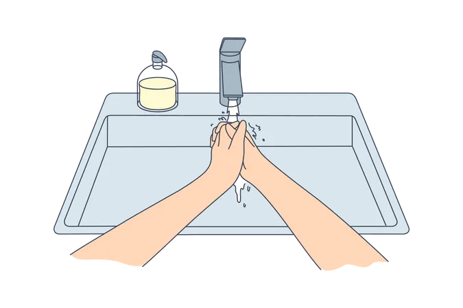 Lavarse las manos  Ilustración