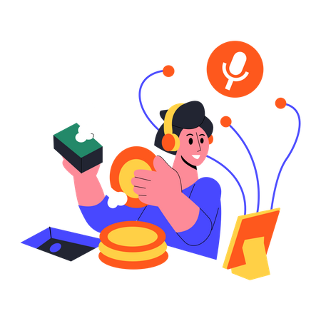 Lavar los platos mientras escuchas podcasts  Ilustración