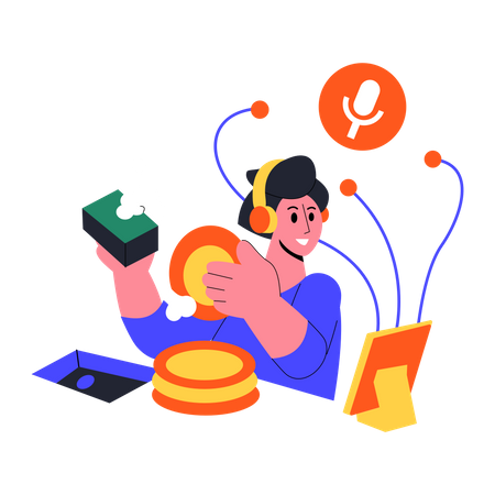 Lavar pratos enquanto ouve podcasts  Ilustração