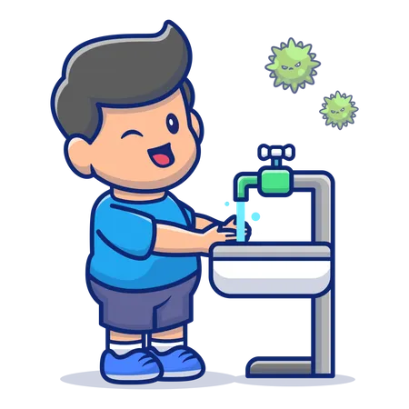 Lavarse las manos durante el coronavirus  Ilustración