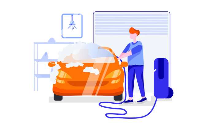 Lavage de voiture en libre service  Illustration