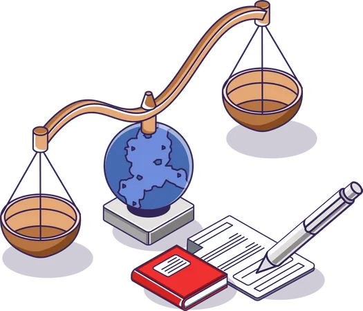 World Law Scales And Notebooks Illustration