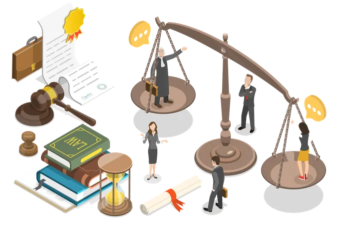 3 D Isometric Flat Vector Conceptual Illustration Of Law And Justice イラスト