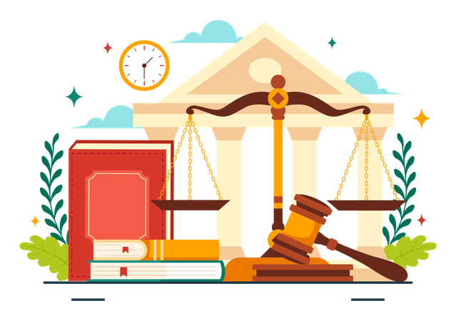 Law Firm Services and law books  イラスト