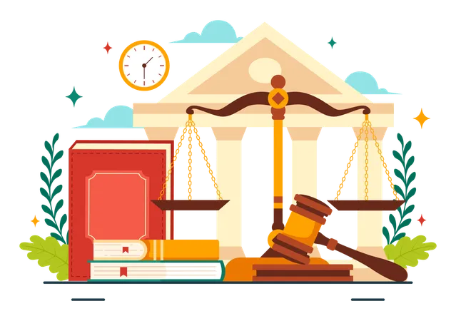 Law Firm Services and law books  Illustration