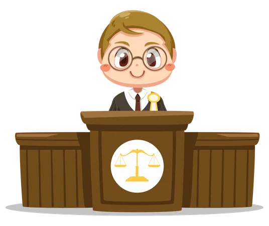 Law judge man in black robe  Illustration