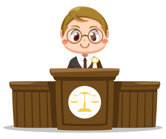 Law judge man in black robe  Illustration