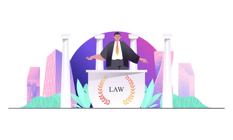 This Is Your Law Office Concept For Landing Page Lawyer Or Attorney Consulting Clients Legal Support Of Businesses Web Banner Template Vector Illustration In Flat Cartoon Design For Web Page Illustration