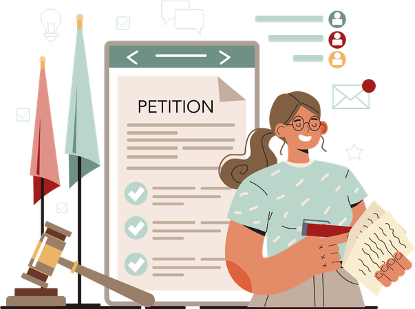 Lawyer applies for legal petition  Illustration