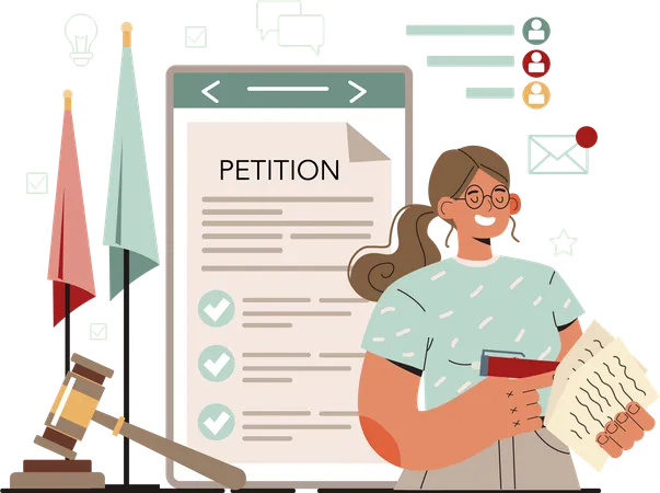 Lawyer applies for legal petition  Illustration