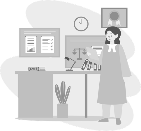 Lawyer Checking Paper  Illustration