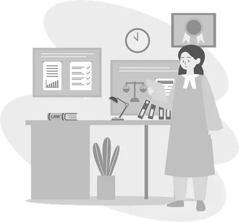 Lawyer Checking Paper  Illustration