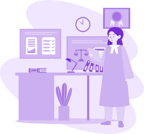 Lawyer Checking Paper  Illustration