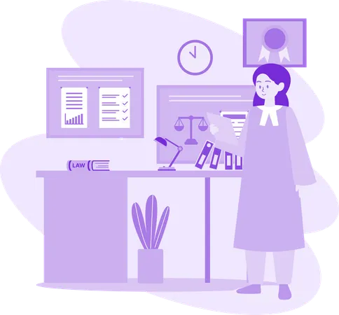 Lawyer Checking Paper  Illustration