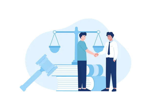 Lawyer Contract Handshake With Client Trending Concept Flat Illustration Illustration