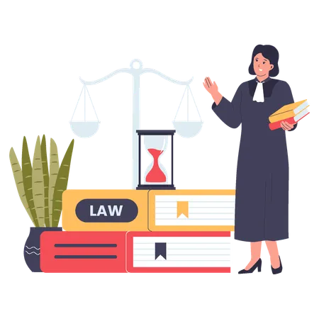 Lawyer fights with Legal System and Court Justice  Illustration