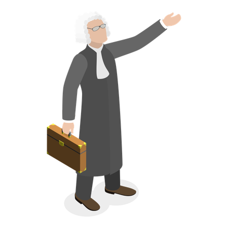 Lawyer standing with suitcase  Illustration