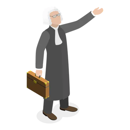 Lawyer standing with suitcase  Illustration