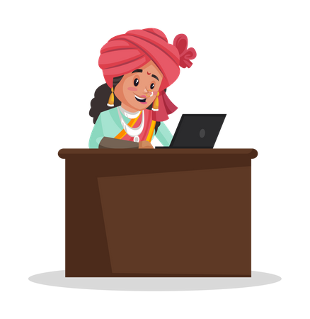 Laxmi Bai arbeitet am Laptop  Illustration