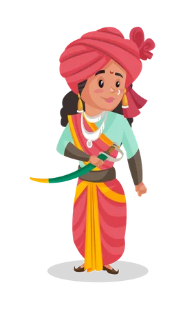 Laxmi Bai hält ihr Schwert  Illustration