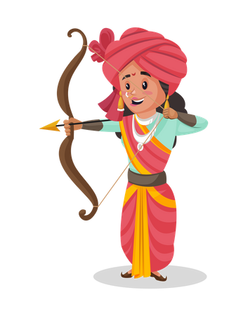 Laxmi Bai tenant un arc et une flèche  Illustration