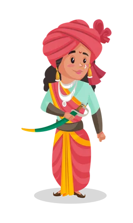 Laxmi Bai holding her sword Illustration