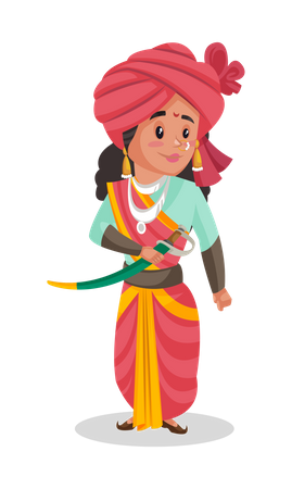 Laxmi Bai holding her sword  Illustration