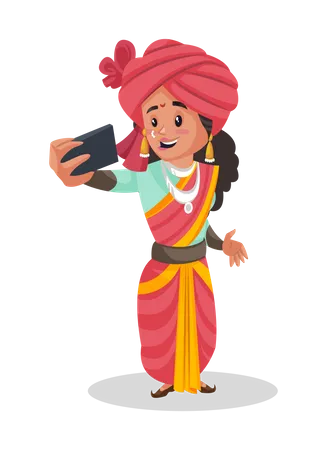 Laxmi Bai macht ein Selfie  Illustration