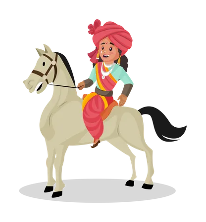 Laxmi Bai reitet  Illustration