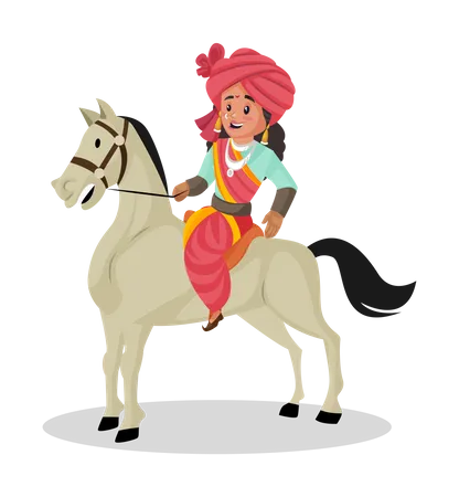 Laxmi Bai riding horse  Illustration