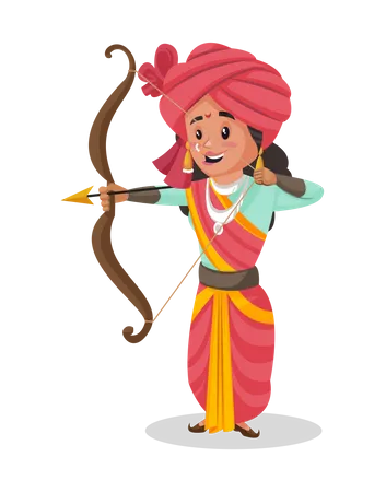 Laxmi Bai segurando arco e flecha  Ilustração