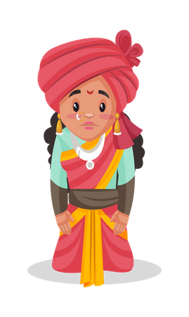 Laxmi Bai sentada de joelhos  Ilustração