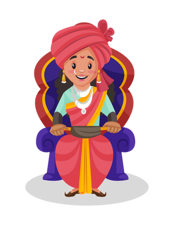 Laxmi Bai sitzt auf dem Thron  Illustration