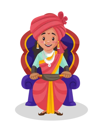 Laxmi Bai sitzt auf dem Thron  Illustration