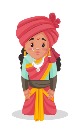 Laxmi Bai sitzt auf ihren Knien  Illustration