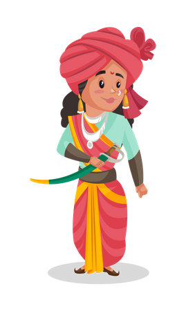Laxmi Bai sosteniendo su espada  Ilustración
