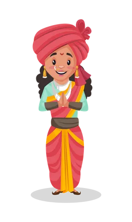 Laxmi Bai standing in welcome pose  Illustration