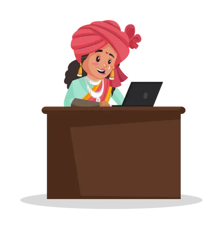 Laxmi Bai working on laptop  Illustration