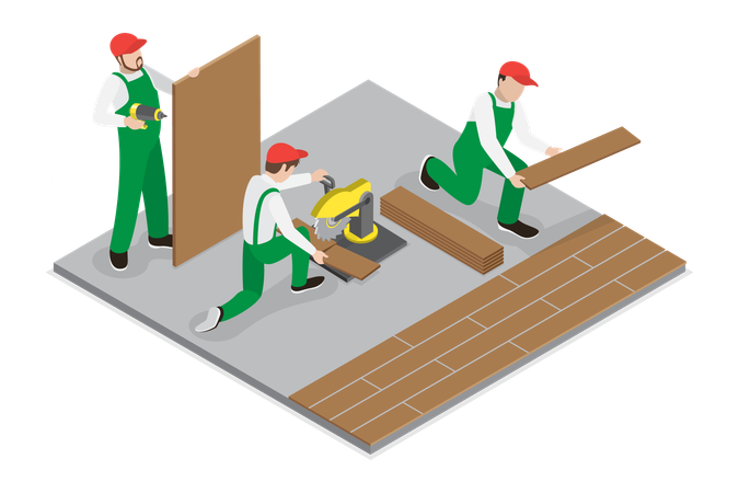 Laying Floor Parquet Tile  Illustration