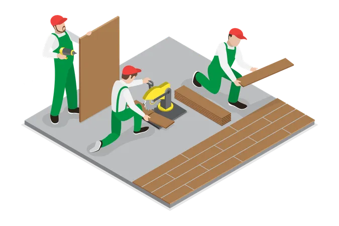 Laying Floor Parquet Tile  Illustration