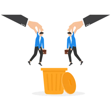 Layoff Manager Dropped Staff Into Trashcan Concept Business Vector Illustration Illustration