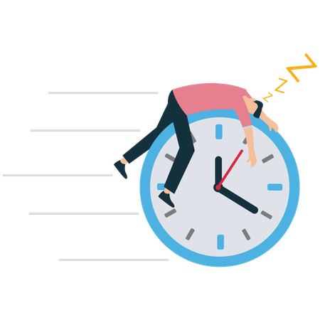 Lazy Businessman Ignoring Time and Deadlines  Illustration