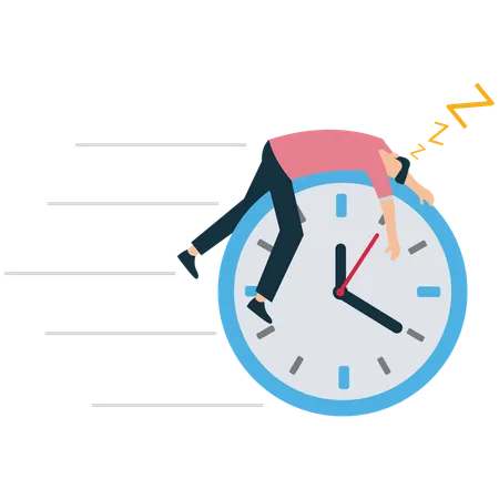Lazy Businessman Ignoring Time and Deadlines  Illustration
