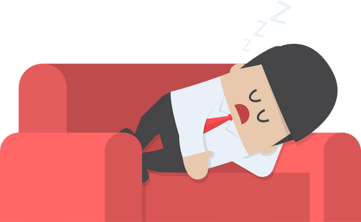 Lazy businessman sleeping on the couch Illustration